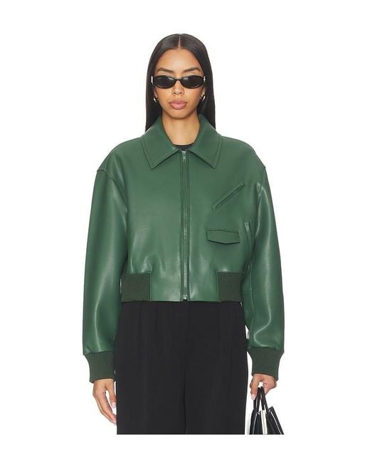Norma Kamali Green Zip Front Classic Cropped Jacket