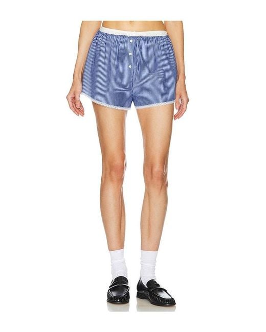 Helsa Blue Pinstripe Poplin House Short