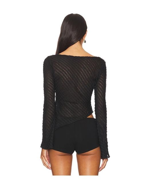 superdown Black Fringe Trim Lace Top