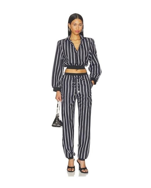 The Attico Blue Striped Poplin Pant