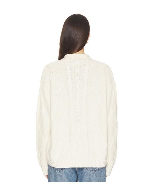 SRG White Amberlyn Roll Neck Cable Sweater