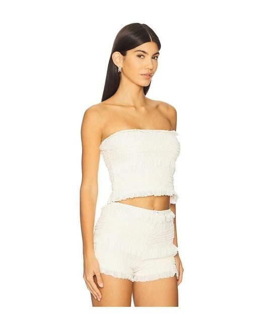 Stone Cold Fox White X Revolve Smocked Faye Top