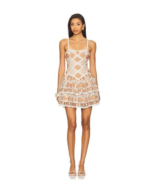 PATBO Natural Bossa Crochet Mini Dress
