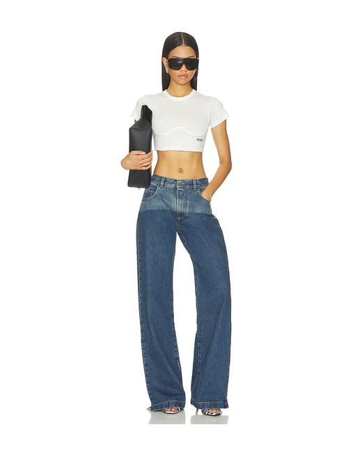 The Attico Blue Logo Crop Tee
