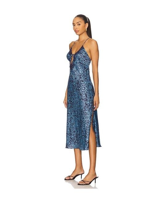 Free People Blue Someone Like You Midi Slip Dress