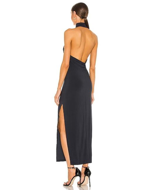 Norma Kamali Black Halter Turtle Side Slit Gown