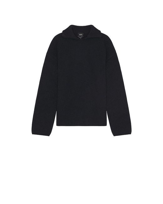A.P.C. Black Pull Long Sleeve Polo for men