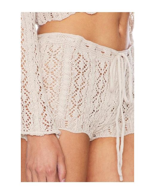 SNDY'S White Crochet Hot Shorts