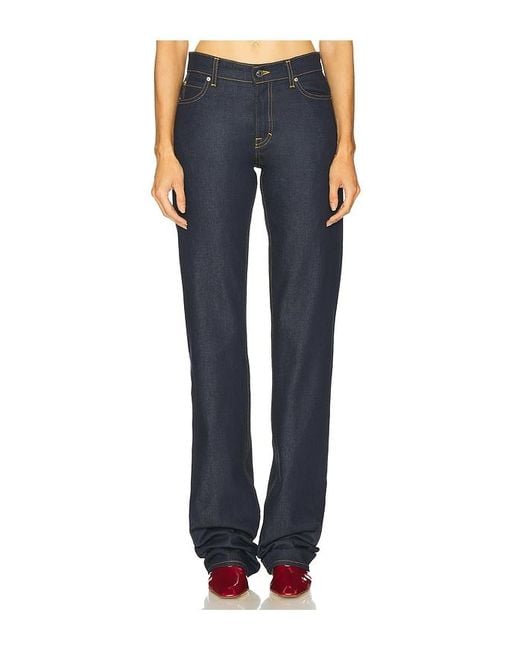 GRLFRND Blue Graham Low Rise Straight Cuffed