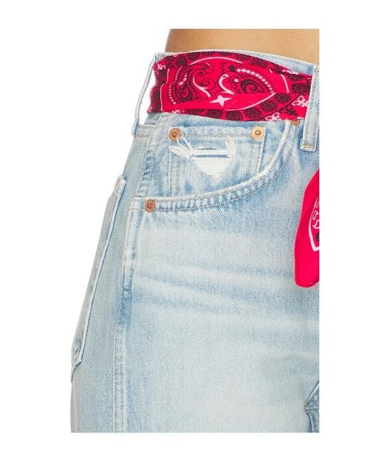 Re/done Blue 90S High Rise Loose With Bandana Wide Leg Jeans