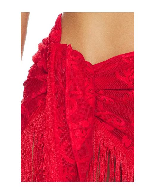 SNDY'S Red Lace Wrap Skirt