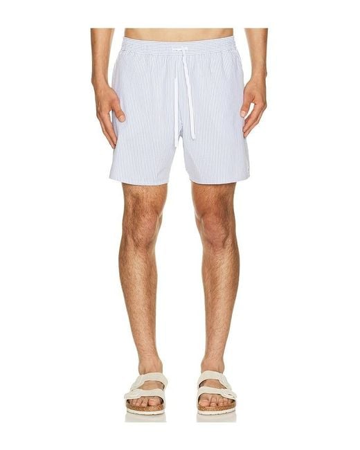 Lacoste Blue Mid Length Striped Textured Swim Trunk for men