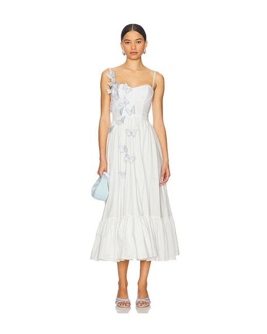 PATBO White Butterfly Midi Dress