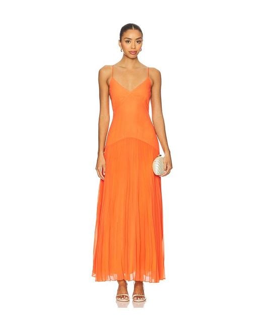 Cami NYC Orange Jennelyn Chiffon Pleated Gown