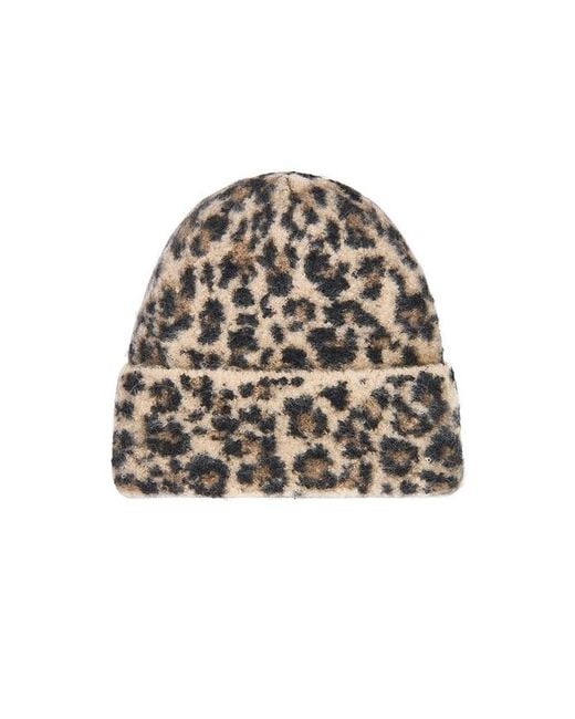 Hat Attack Black Beanie Leopard