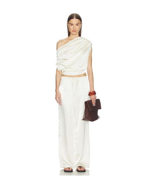 SNDY'S White Dove One Shoulder Top