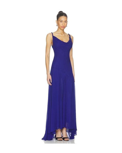 Alice + Olivia Purple Sarika Twist Strap Hi Low Seamed Slip Dress