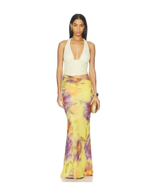 Runaway the Label Metallic Alexis Halter Cut Out Maxi Dress