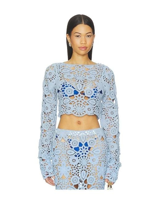 SNDY'S Blue Tala Crochet Top