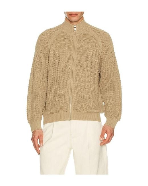 LE17SEPTEMBRE Natural Open Knit Zip Up Cardigan for men