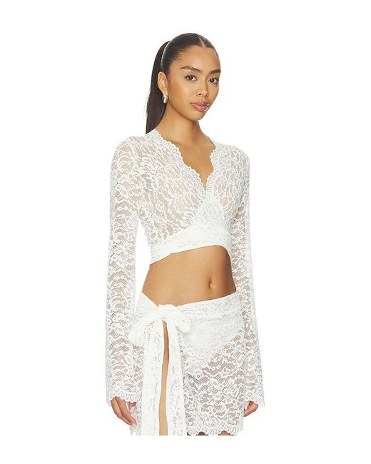 Away That Day White X Gigi & Palm Island Lace Top