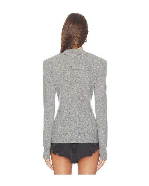 ROTATE BIRGER CHRISTENSEN Gray Wool Longleeve Polo
