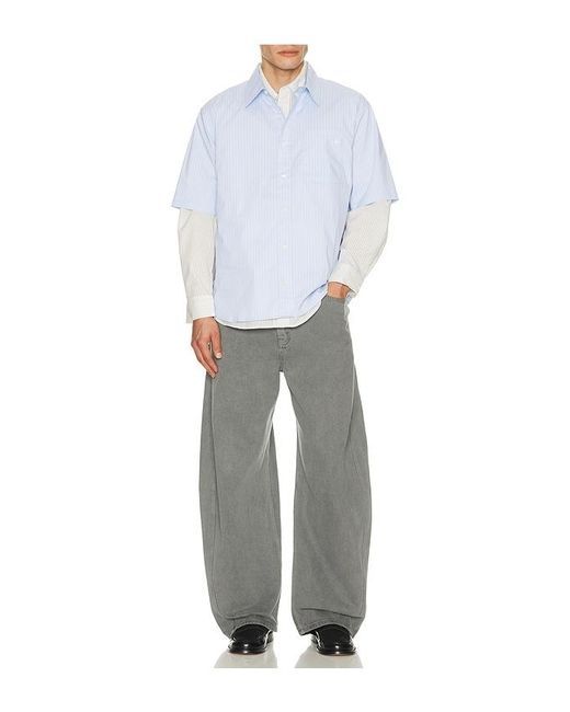 DUNST White Classic Striped Bd Overshirt for men