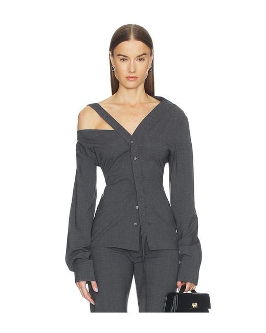 Jade Cropper Black Asymmetric Long Sleeve Top