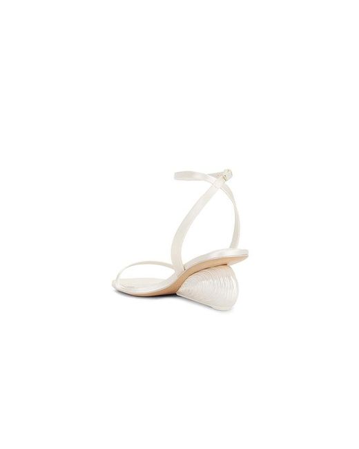 Jonathan Simkhai White Bridget Satin Oyster Shell Wedge Sandal