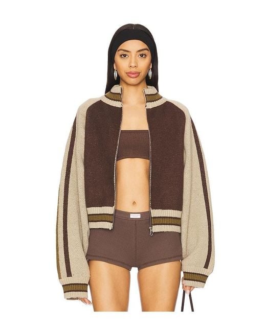 Jaded London Brown Knitted Bomber
