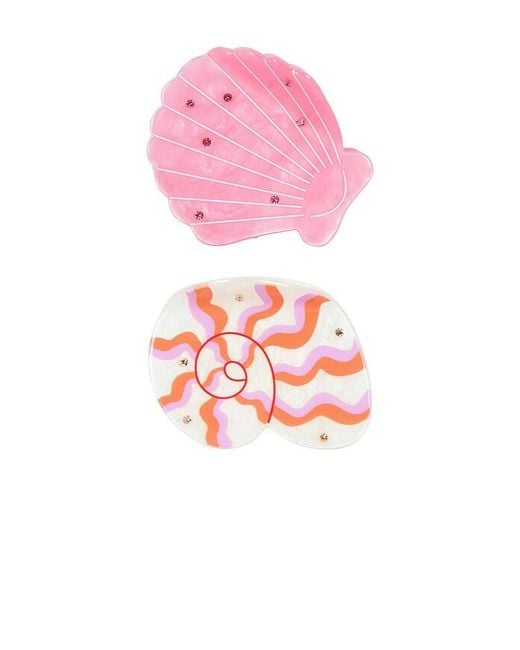 Frasier Sterling Pink Shell Beach Claw Clip Set