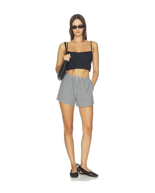 DONNI. Blue X Revolve The Cotton Gingham Stripe Tap Short