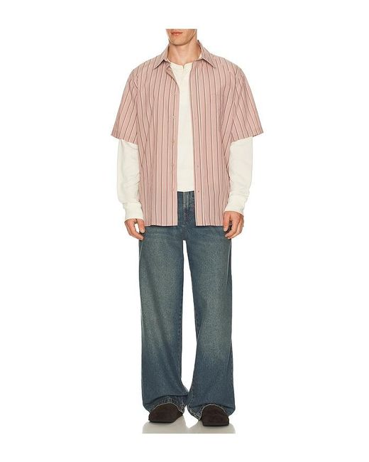 Jonathan Simkhai Pink Deacon Short Sleeve Oversized Shirt for men