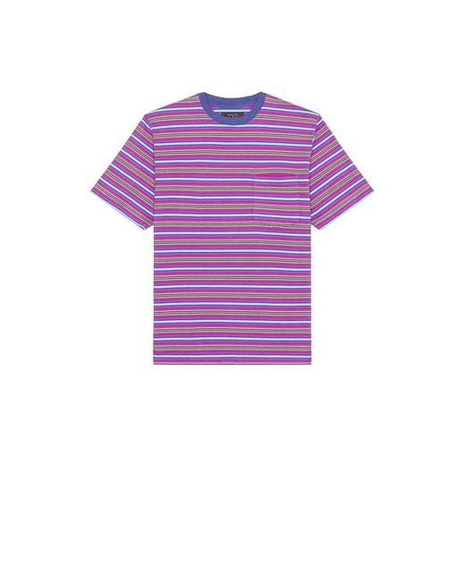 Beams Plus Purple Pocket Tee Multi Stripe for men
