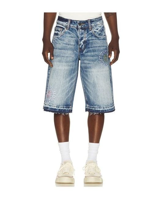 DIET STARTS MONDAY Blue Sol Denim Shorts for men
