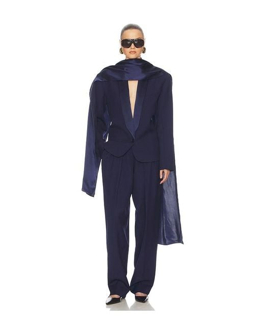 Helsa Blue High Waist Pleated Suit Trouser