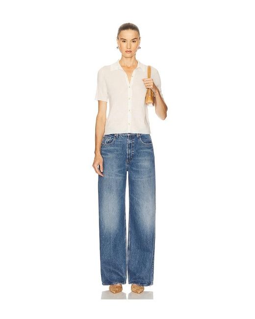 Vince Blue Collared Button Up Top