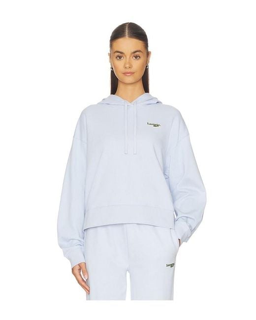 Lacoste White Oversize Fit Molleton Hoodie