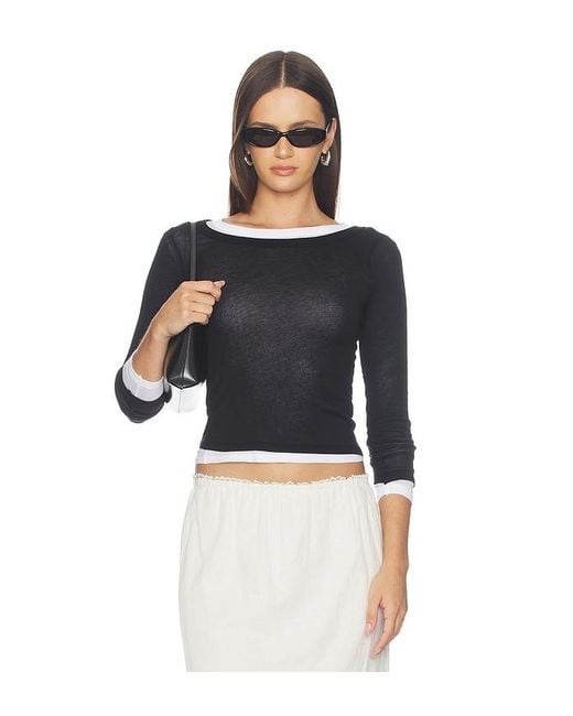 Enza Costa Blue Tissue Jersey Layered Longsleeve