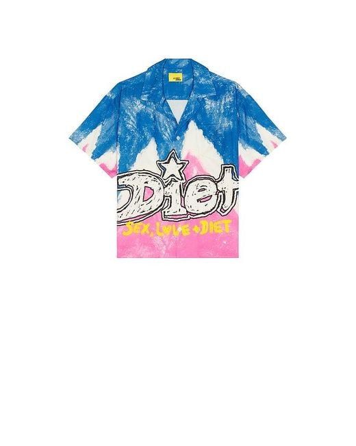 DIET STARTS MONDAY Blue Knievel Button Up Shirt for men