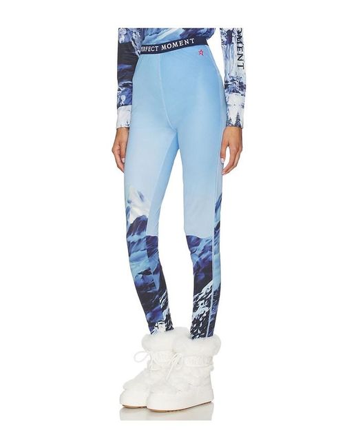 Perfect Moment Blue Printed Base Layer Leggings