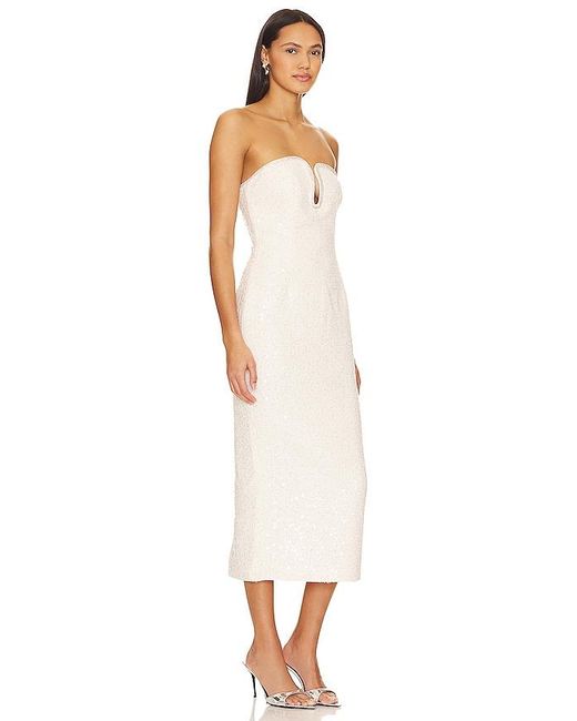 Self-Portrait White Sequin Boucle Midi Dress