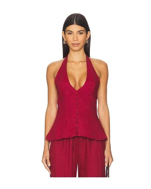 TOP EN LIN en Burgundy AEXAE en coloris Red