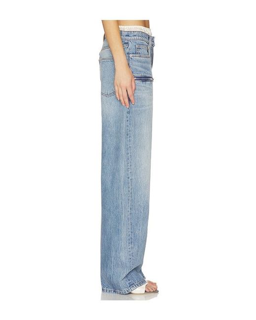 Alexander Wang Blue Silk Prestyle Float Jeans With Horizontal Zips