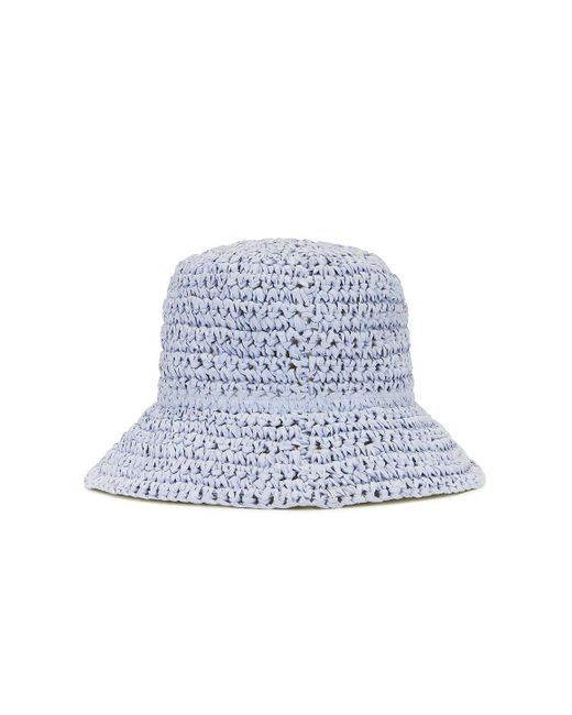 Ganni Summer Straw Hat Blue
