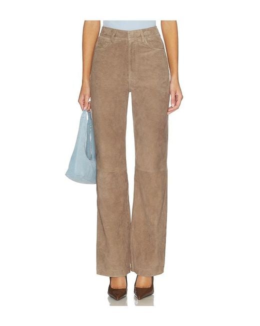ROTATE BIRGER CHRISTENSEN Natural Straight Suede Pants
