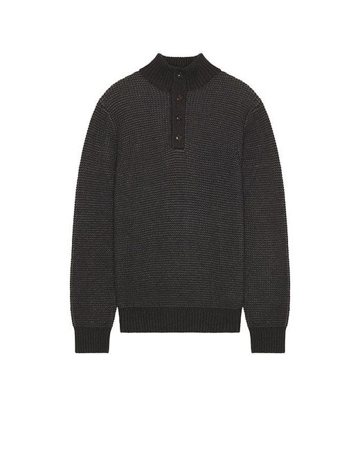 Faherty Brand Black Quarter Button Sweater for men