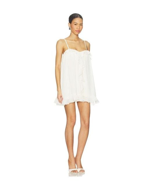 Runaway the Label White Kristia Flounce Ruffle Mini Dress