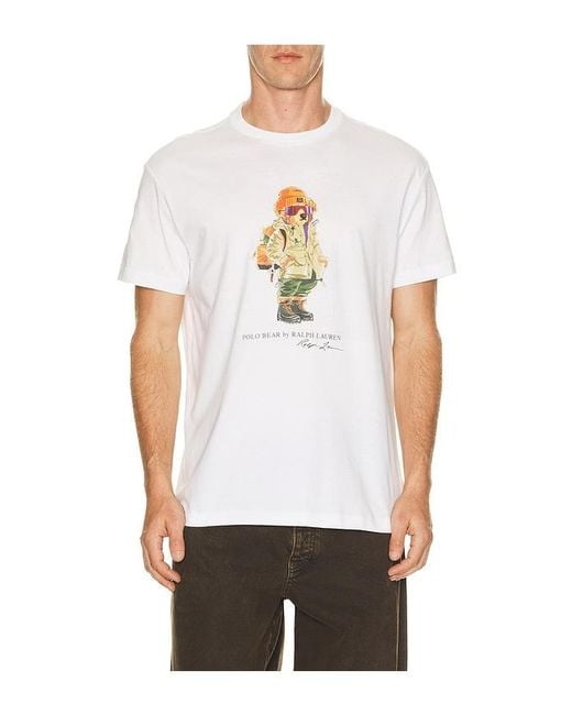 Polo Ralph Lauren White Short Sleeve Jersey Knit Novelty Rocks Bear Graphic T-Shirt for men