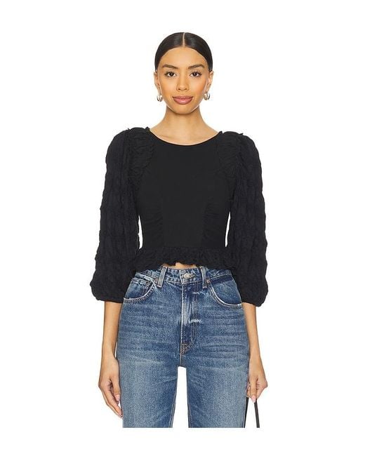 Free People Black Oliva Top